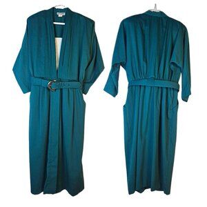 Vintage Perceptions Turqouise Green Pleated Belt Pencil Skirt Midi Dress Size 12
